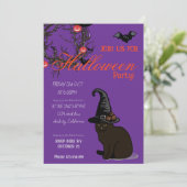 Invitation Halloween Personnalisé Whimsical Funny Chat Purple (Debout devant)