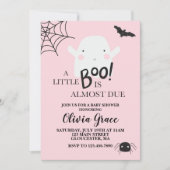 Invitation Halloween Petit Baby shower Fantôme Boo Rose (Devant)