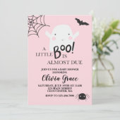 Invitation Halloween Petit Baby shower Fantôme Boo Rose (Debout devant)