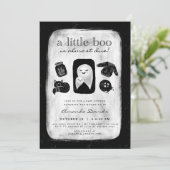 Invitation Halloween Petit Boo Crâne SprinkBaby shower Dans (Debout devant)