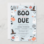 Invitation Halloween Petit Boo est presque dû bébé garçon dou (Devant)