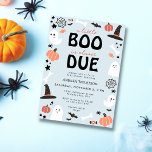 Invitation Halloween Petit Boo est presque dû bébé garçon dou<br><div class="desc">Halloween Little Boo est presque due Baby Boy Shower Invitation</div>