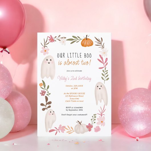 Invitation Halloween petit livre Ghosts mignons enfants 2e an