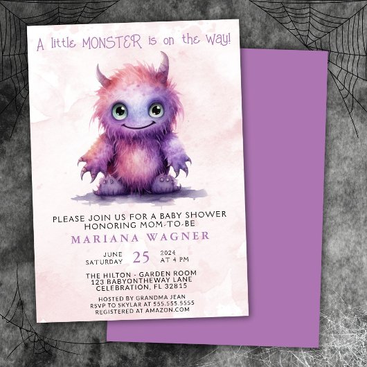 Invitation Halloween Petit Monster Baby shower fille