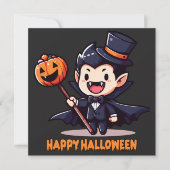 Invitation Halloween - Petit vampire enfantin (Devant)