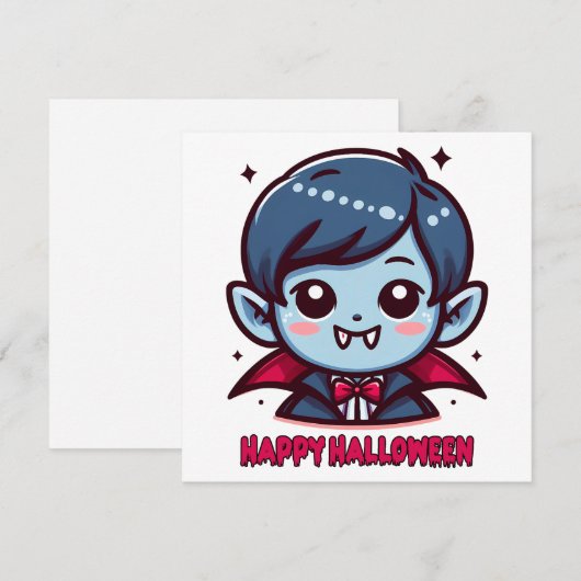 Invitation Halloween - Petit vampire mignon (Devant / Derrière)