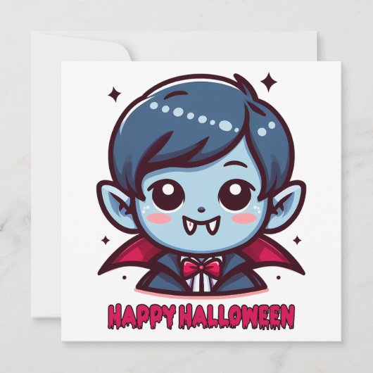 Invitation Halloween - Petit vampire mignon (Devant)
