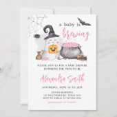Invitation Halloween Pink Baby brasse le Baby shower (Devant)