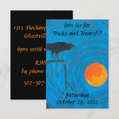 Invitation Halloween Pleine lune corail (Devant / Derrière)