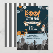 Invitation Halloween Pool Party Enfants nager Halloween Anniv (Devant / Derrière)