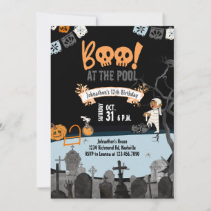 Invitation Halloween Pool Party Enfants nager Halloween Anniv