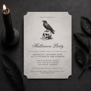 Invitation Halloween pour adultes Vintage Gothique Corbeau et