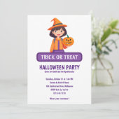 Invitation Halloween pour fille au citrouille (Debout devant)