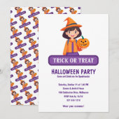 Invitation Halloween pour fille au citrouille (Devant / Derrière)