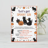 Invitation Halloween pour une fête avec un chat no (Debout devant)