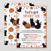 Invitation Halloween pour une fête avec un chat no (Devant / Derrière)