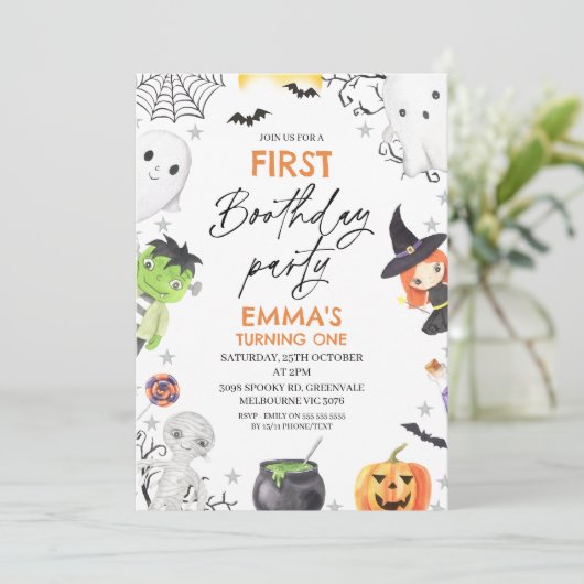 Invitation Halloween Premier anniversaire fête 1er anniversai (Debout devant)