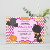 Invitation Halloween Premier anniversaire Little Bat, Cat & C (Debout devant)
