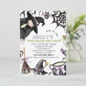 Invitation Halloween Purple Girls Little Witthday (Debout devant)