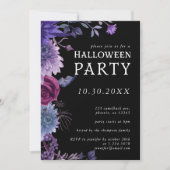 Invitation Halloween Purple Gothique Floral Party (Devant)