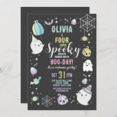 Invitation Halloween QUATRE 4ème anniversaire Filles Fêtes Fê
