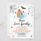 Invitation Halloween Quatre Citrouilles d'anniversaire Éffray (Devant)