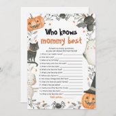 Invitation Halloween qui connaît maman meilleur Baby shower j (Devant / Derrière)