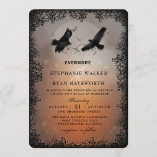 Invitation Halloween Ravens et Coeurs Evermore Mariage