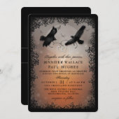 Invitation Halloween Ravens et Coeurs Mariage avec (Devant / Derrière)