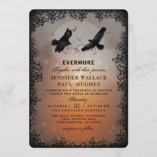 Invitation Halloween Ravens et Coeurs PERSONNALISÉS