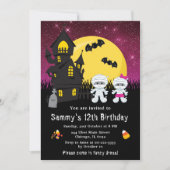 Invitation Halloween robe fantaisie Anniversaire maman rose (Devant)