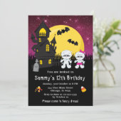 Invitation Halloween robe fantaisie Anniversaire maman rose (Debout devant)