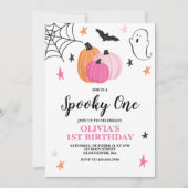 Invitation Halloween rose éffrayant 1er anniversaire (Devant)