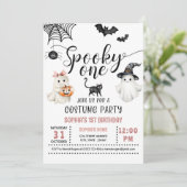 Invitation Halloween rose Éffrayant ONE 1er anniversaire Invi (Debout devant)