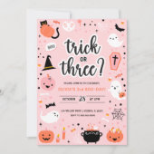 Invitation Halloween rose et orange 3ème anniversaire Invitat (Devant)