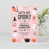 Invitation Halloween Rose et Orange - Allons-y Spi (Debout devant)