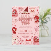 Invitation Halloween rose et rouge 6e anniversaire (Debout devant)