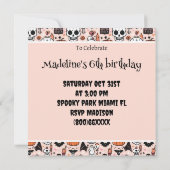 Invitation Halloween rose fête d'anniversaire personnalisée (Dos)