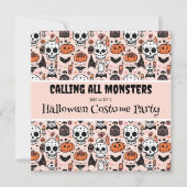 Invitation Halloween rose fête d'anniversaire personnalisée (Devant)