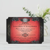 Invitation Halloween rouge et noir gothique avec Mariage (Debout devant)