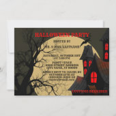 Invitation Halloween Rouge noir Haunted Maison Pleine lune ch (Dos)