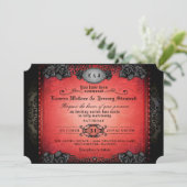 Invitation Halloween Rouge & Noir Mariage gothique RÉCEPTION (Debout devant)