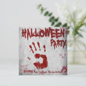 Invitation Halloween sanglant main empreinte sanglante (Debout devant)