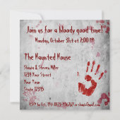 Invitation Halloween sanglant main empreinte sanglante (Dos)
