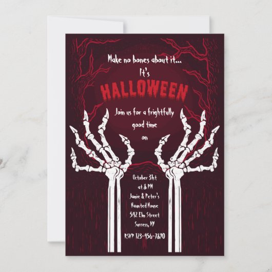 Invitation Halloween sans os pour autant (Devant)