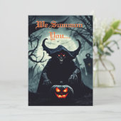 Invitation Halloween satirique rouge d'effroi (Debout devant)