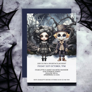 Invitation Halloween Scary Gothique Couple En Bois