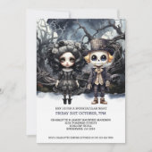 Invitation Halloween Scary Gothique Couple En Bois (Devant)