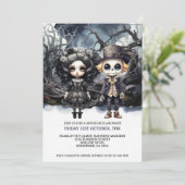 Invitation Halloween Scary Gothique Couple En Bois (Debout devant)