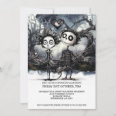 Invitation Halloween Scary Gothique Couple En Bois (Devant)
